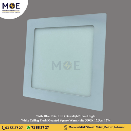 Blue Point LED Downlight/ Panel Light White Ceiling Flush Mounted Square Warmwhite 3000K 17.5cm 15W