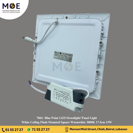 Blue Point LED Downlight/ Panel Light White Ceiling Flush Mounted Square Warmwhite 3000K 17.5cm 15W