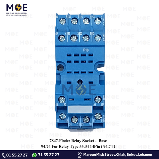 Finder Relay Socket / Base 94.74 For Relay Type 55.34 14Pin | 94.74 | قاعدة ريليه