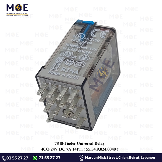 Finder Universal Relay 4CO 24V DC 7A 14Pin | 55.34.9.024.0040 | ريليه