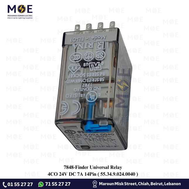 Finder Universal Relay 4CO 24V DC 7A 14Pin | 55.34.9.024.0040 | ريليه