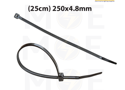 GW Cable Tie Black ( 25cm ) 250x4.8mm | GT-250STCB | رباط بلاستيك رفيع اسود