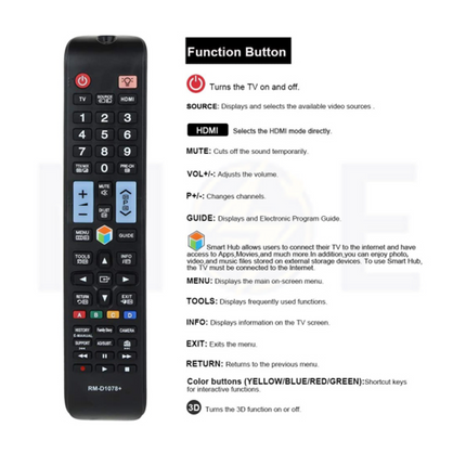 HUAYU Universal Smart Remote Control | Control Replacement For Samsung LCD/LED, Smart TVs Remote Control | RM-D1078+