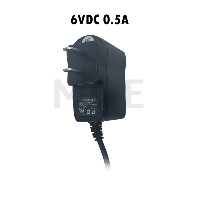 Power Adapter With Wide Output Connector AC/DC 6V 500mA (0.5A) | YR-06500