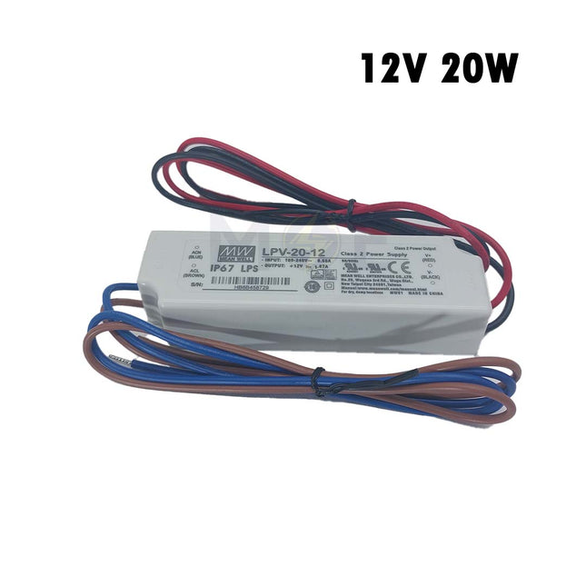 Mean Well Power Supply Unit Slim IP67 AC to DC 12V 20W 1.67A | LPV-20-12