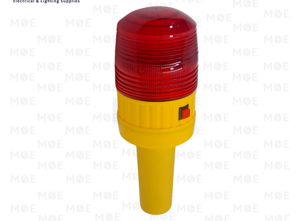 LED Flashing Portable Safety Warning Light with Handle Battery Operated RED DC 6V (4x1.5v) | 5088 | لمبة اشارة يدوية للطيران ليد فلاش لايت