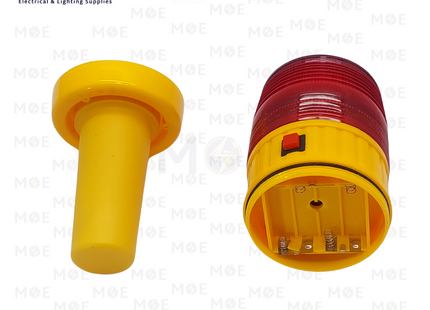 LED Flashing Portable Safety Warning Light with Handle Battery Operated RED DC 6V (4x1.5v) | 5088 | لمبة اشارة يدوية للطيران ليد فلاش لايت