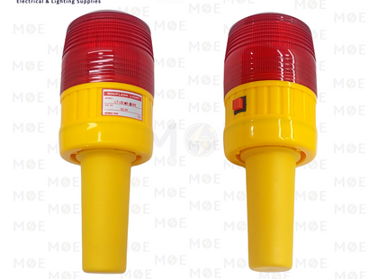 LED Flashing Portable Safety Warning Light with Handle Battery Operated RED DC 6V (4x1.5v) | 5088 | لمبة اشارة يدوية للطيران ليد فلاش لايت