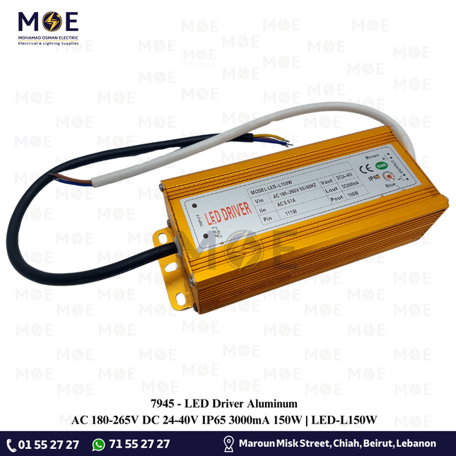 LED Driver Aluminum AC 180-265V DC 24-40V IP65 3000mA 150W | LED-L150W