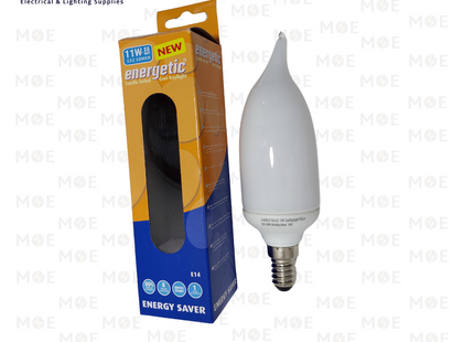 Energetic Economic CFL Lamp Milky Candle Tail Cool Daylight E14 11W | لمبة توفير برم سن رفيع شمعة دنب حليبي كول دايلايت