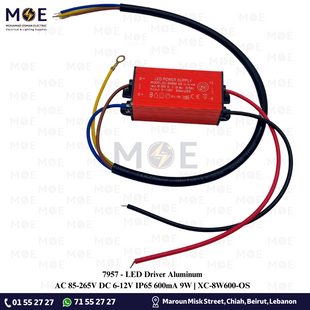 LED Driver Aluminum AC 85-265V DC 6-12V IP65 600mA 9W | XC-8W600-OS | ترانس ليد مطري المنيوم