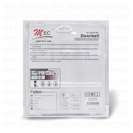 MEC Wireless Doorbell 36 Ringtones White 100mt | J-9621K