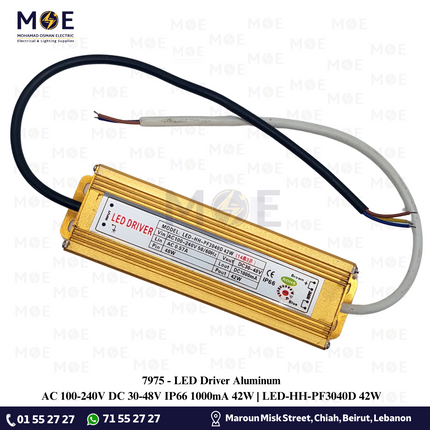 LED Driver Aluminum AC 100-240V DC 30-48V IP66 1000mA 42W | LED-HH-PF3040D 42W