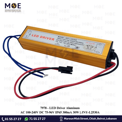 LED Driver Aluminum AC 100-240V DC 75-96V IP65 300mA 30W | JNY-L2530A