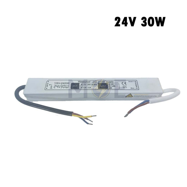 Bright LED Power Supply Unit Slim IP67 AC to DC 24V 30W 1.25A | YSV-24030