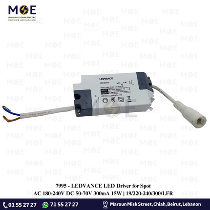 LEDVANCE LED Driver for Spot AC 180-240V DC 50-70V 300mA 15W | 19/220-240/300/LFR