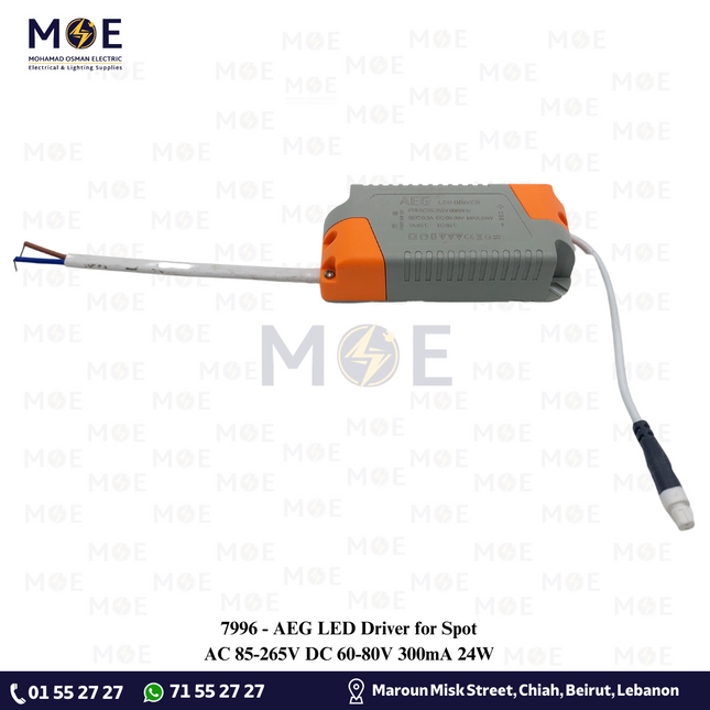 AEG LED Driver for Spot AC 85-265V DC 60-80V 300mA 24W | ترانس ليد سبوت