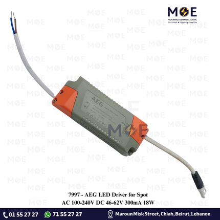 AEG LED Driver for Spot AC 100-240V DC 46-62V 300mA 18W