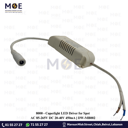 Cuperlight LED Driver for Spot AC 85-265V DC 20-40V 450mA | DW-MB002