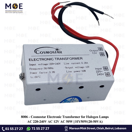 Cosmostar Electronic Transformer for Halogen Lamps AC 220-240V AC 12V AC 50W | HY50W(20-50VA)