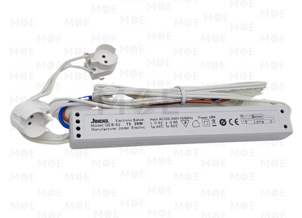 Jindel High Power Electronic Ballast for Fluorescent T5 Lamps+Lampholders AC 220-240V 28W | GEB-62 | ترانس الكترون مع دوي