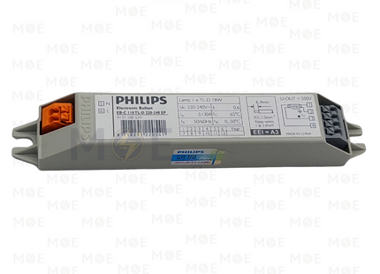 Philips Electronic Ballast for Fluorescent T8 Lamps AC 220-240V Out 500V 1x18W | EB-C-118-TL-D-220-240-EP | ترانس الكترون