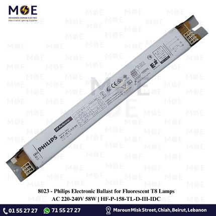 Philips Electronic Ballast for Fluorescent T8 Lamps AC 220-240V 58W | HF-P-158-TL-D-III-IDC