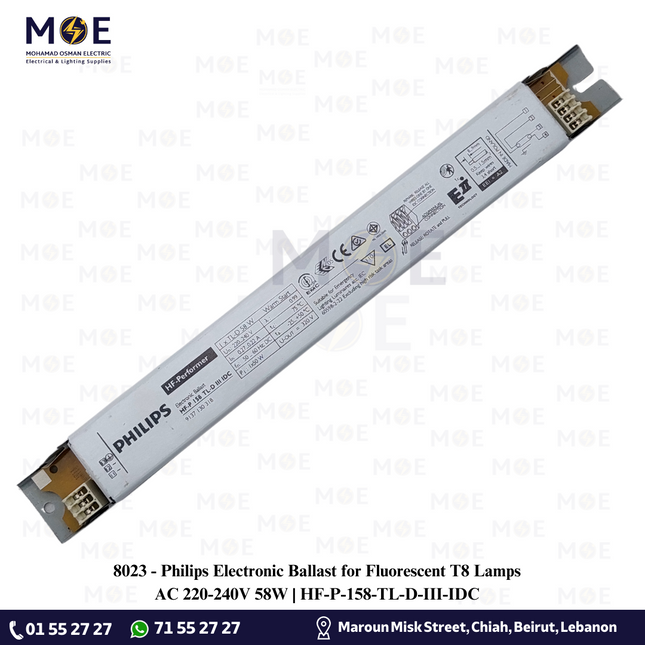 Philips Electronic Ballast for Fluorescent T8 Lamps AC 220-240V 58W | HF-P-158-TL-D-III-IDC | ترانس الكترون