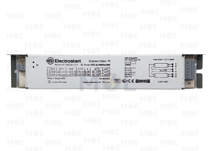 Electrostart Electronic Ballast for Fluorescent T8 Lamps AC 220-240V 2x18W/2x36W | NRG-2x18W/2x36W | ترانس الكترون