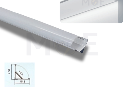 Surface LED Aluminum Profile Corner Silver 15.8x15.8mm 3mt | JH-006A | بروفايل ليد المنيوم ظاهر زاوية