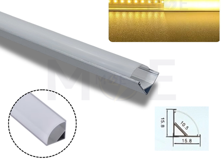 Surface LED Aluminum Profile Corner Silver 15.8x15.8mm 3mt | JH-006A | بروفايل ليد المنيوم ظاهر زاوية