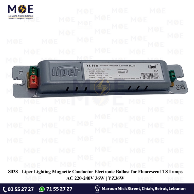 Liper Lighting Magnetic Conductor Electronic Ballast for Fluorescent T8 Lamps AC 220-240V 36W | YZ36W