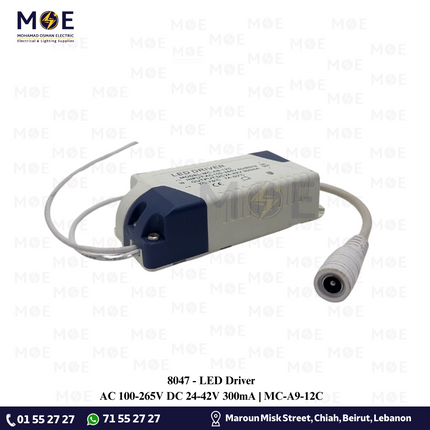 LED Driver AC 100-265V DC 24-42V 300mA | MC-A9-12C