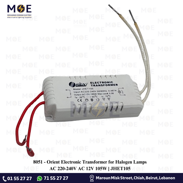 Orient Electronic Transformer for Halogen Lamps AC 220-240V AC 12V 105W | JHET105