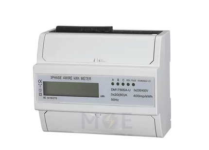 Powerelec IT Digital Three Phase Energy Meter KwH with Current Transformer 230V AC 50Hz 100A 7module | DQ-DM1750SA-U-CT | عداد ديجيتال كيلو وات سكة عريض ثلاثة فاز مع كعكة