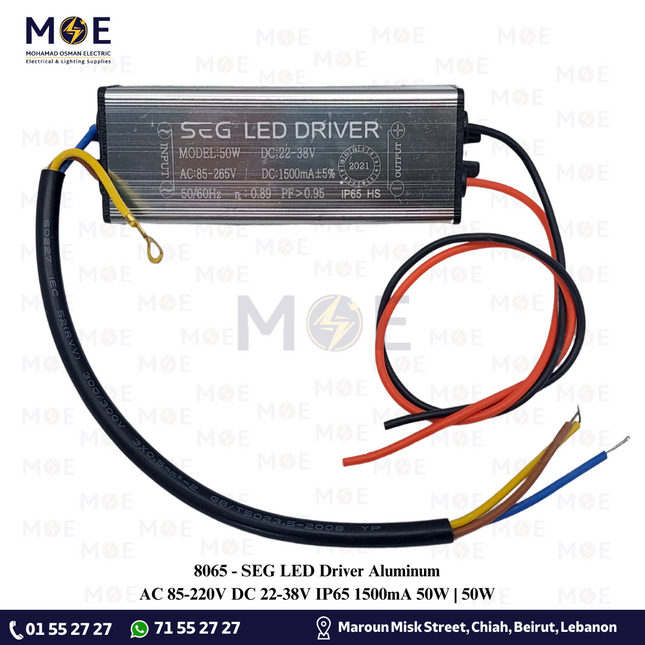 SEG LED Driver Aluminum AC 85-220V DC 22-38V IP65 1500mA 50W | 50W