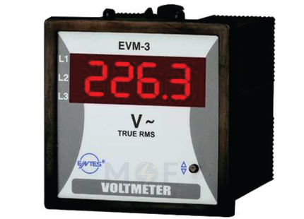 Entes Digital Voltmeter Panel Mount AC 10-600V 7x7cm | EVM-3-72 | ساعة فولت على خزانة