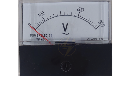 Analog Voltmeter Panel Mount 0-300V 7x6cm | TF-670-300V | ساعة فولت ابرة على خزانة