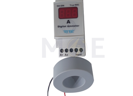 Tense 1 Phase Digital Ammeter Din With CT AC 300A 2module | DA-DIN-D | ساعة امبير على سكة مع كعكة واحد فاز