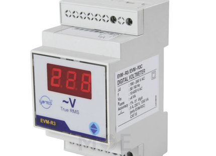 Entes Single Phase Digital Voltmeter DIN AC 10-600V 3module | EVM-R3 | ساعة فولت على سكة واحد فاز