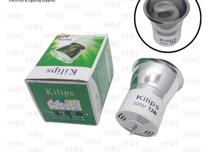 Kilips Economic CFL Spot Lamp Blue GU5.3 MR16 13W | لمبة سبوت توفير ازرق