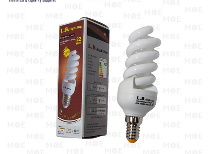 L.B. lighting Economic CFL Lamp Spiral WarmWhite E14 22W | لمبة توفير برم حلزون ورم وايت