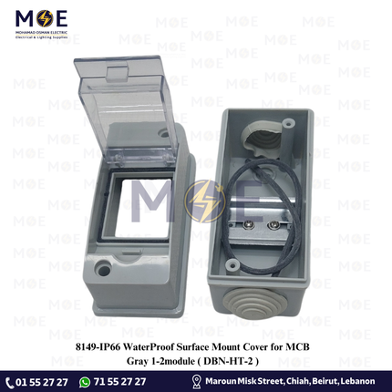 IP66 WaterProof Surface Mount Cover for MCB Gray 1-2module | DBN-HT-2