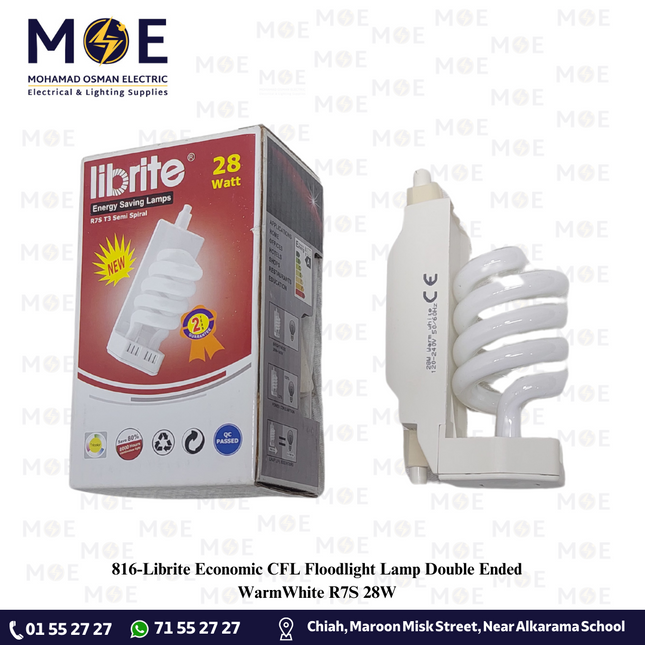 Librite Economic CFL Floodlight Lamp Double Ended WarmWhite R7S 28W