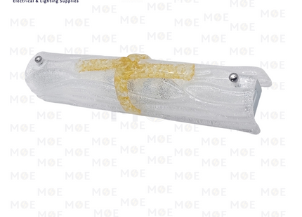 RB Wall LampHolder / Applique Frosted Transparent With Gold Flower 2xE14 | 370/2 | ابليك مغسلة محجر شفاف مع وردة ذهبية لمبتين