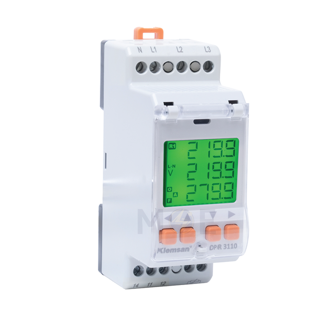 Klemsan Digital Over & Under Voltage Protection Relay DIN 10A 250V AC 3P 2module | KL-DPR3110-270600