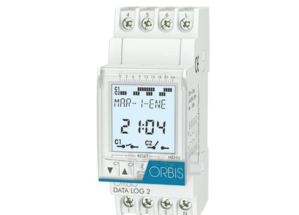 Orbis Weekly Digital Time Switch Din AC 230V 2module | DATA LOG 220V-AC | تايمر اسبوعي على سكة