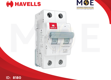Havells MCB 10kA 2P 20A | DIJ220 | دجنتور كهرباء مجوز - قاطع كهربائي