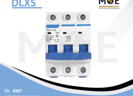 DLXS MCB DZ47-63 6kA 3P 6A | DZ47-63 | دجنتور كهرباء ثلاثة فاز