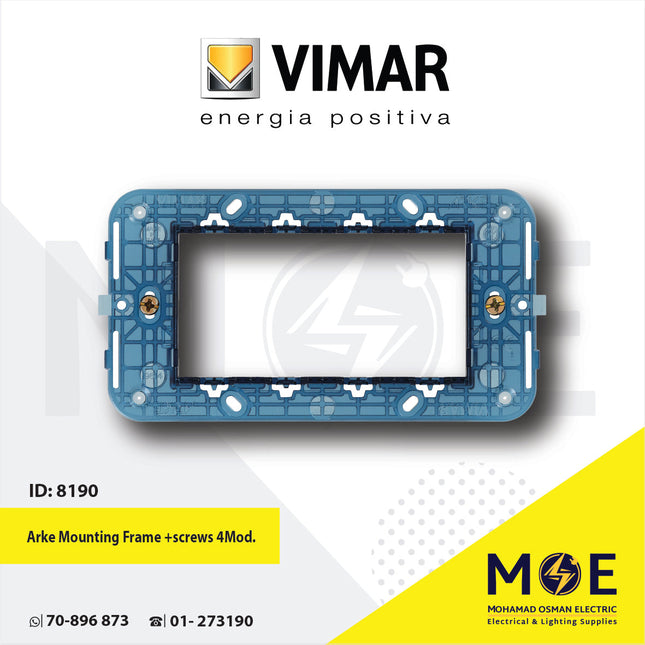 Vimar Arke Mounting Frame +screws 4module | 19614 | شاسي مربعة